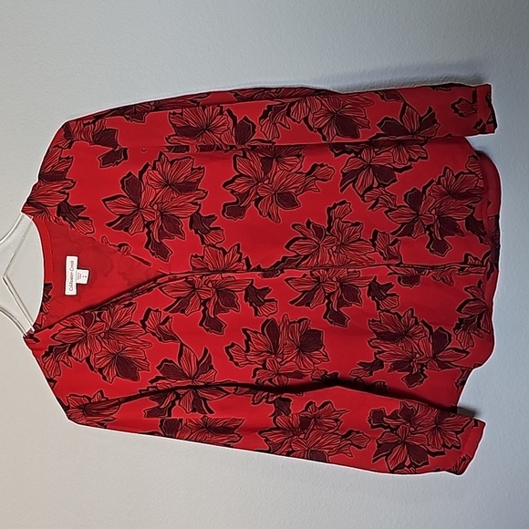 Coldwater Creek Classy NWT size small poinsettia button down blouse - Picture 1 of 9